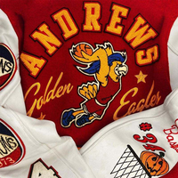 Fabricant OEM Logo personnalisé Broderie de manches en cuir Noir Couple College Baseball Veste pour hommes Letterman Crop Varsity Jacket