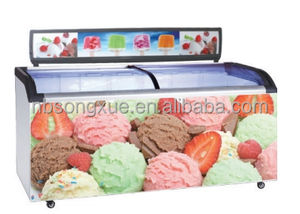 Refrigerador de helados con puerta de vidrio curvada, pantalla para comida congelada, tapa deslizante, arcón, congelador, nevera, 2 uds. - Product Image 6