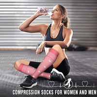 Chaussettes de sport en nylon de haute qualité, personnalisables, à imprimé floral, avec compression antidérapante du mollet