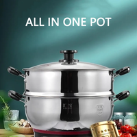Poêles électriques multifonctionnelles pour la cuisine domestique Poêles à vapeur en acier inoxydable 304 avec couvercle de marmite