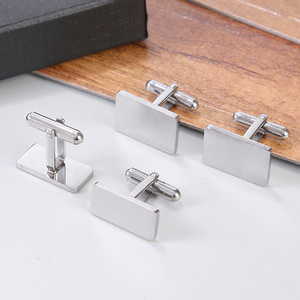 Boutons de manchette rectangulaires en alliage de haute qualité OEM de 20 mm avec logo personnalisé pour hommes, boutons de manchette plaqués - Product Image 4