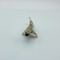 1 pièce Ornement en laiton antique, figurine de requin massif, figurine de thé, décoration animale pour bureau, collection artisanale