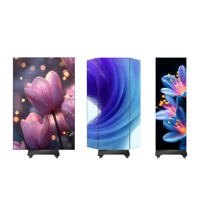 Écran d'affichage LED pliable à trois volets P1.5 P1.86 P2.5, affichage publicitaire numérique portable avec roues