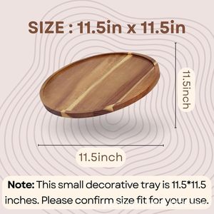 Wooden Serving <b>Tray</b> Round Natural Wood Decorative Plate For Tea Coffee <b>Snack</b> Fruit Kitchen Table Display - Product Image 4