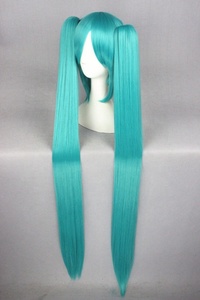 <span class=keywords><strong>Parrucca</strong></span> Vocaloid Miku di Alta Qualità, <span class=keywords><strong>Lunga</strong></span> 120cm, Liscia, <span class=keywords><strong>Blu</strong></span>, Sintetica, per Cosplay Anime, con 2 Codini per Feste - Product Image 5