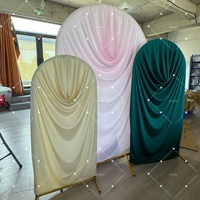 Muwei Toile de fond arquée personnalisée en tissu plissé extensible Spandex effet soie ondulée, pré-drapée, en forme de U, réglable pour scène de mariage