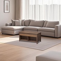Table basse en bois relevable moderne avec compartiment caché Mobilier de salon Table d'appoint pour canapé à usage domestique