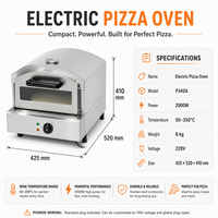 Four à pizza électrique en acier inoxydable COOKAID, équipement de cuisine professionnel, thermostat réglable intégré, 2000W, 50-350°C, boulangerie