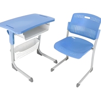 Ensemble chaise et bureau individuels modernes pour collège, réglables en hauteur, couleur personnalisable, durables et écologiques