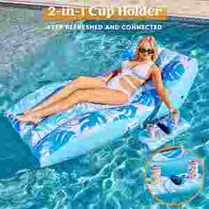 Transat gonflable pour piscine, imprimé floral tropical, flotteur aquatique, hamac aquatique, taille adulte, chaise longue flottante pour la plage en été - Product Image 2