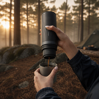 Machine à café expresso portable, cafetière en aluminium de 80 ml avec fonction de chauffage, idéale pour les voyages, le camping et l'utilisation au bureau