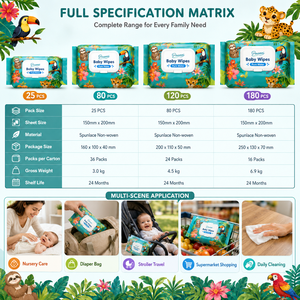 Vente en gros de lingettes pour bébé de qualité supérieure, 99 % d'eau purifiée, avec couvercle, 80 lingettes, design style forêt tropicale <span class=keywords><strong>Amazon</strong></span> - Product Image 5