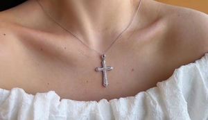 Dylam Souvenir Accessory Pave Cz <b>Silver</b> 925 Sterling <b>Silver</b> Cross Necklace Collarbone Collar <b>Choker</b> Necklace for Man and Women - Product Image 4