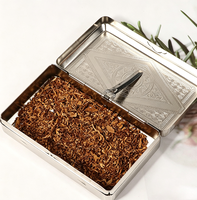 Boîte à tabac en métal sculpté vintage multi-tailles, argent et noir, boîte de rangement de poche, accessoire pour fumer la pipe