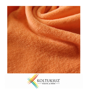 Tissu velours tricoté peigné de haute qualité 240 g/m², couleur orange, 100 % coton biologique, pour vêtements, vente en gros, fabriqué en Turquie - Product Image 1
