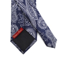 Cravate classique tissée en jacquard vintage pour hommes, bleue marine, blanche, meilleure vente, en soie pure, Paisley