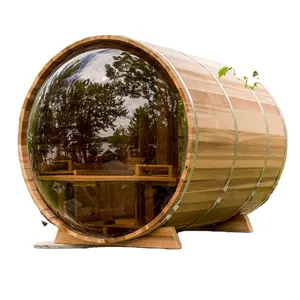 Canada Westerse Puur Red Cedar/Grenen 6 Persoon Houten Tuin Stoom Sauna Outdoor Barrel Sauna Met Elektrische Kachel