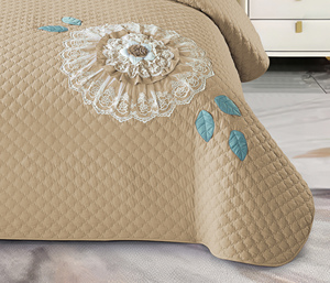 High-tech <strong>Bed</strong> <strong>Sheets</strong> <strong>Floral</strong> Pattern Stripes Combined Hand-embroidered Flowers Waterproof Bedding Set Luxurious <strong>Bed</strong> Cover - Product Image 3