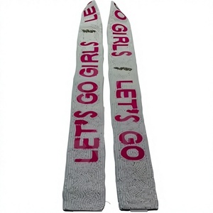 CRYSTAL CRAFT Let's Go Girls Beaded <b>Webbing</b> <b>Strap</b> Vintage Fashionable Trendy Eco-Friendly Raised Text Gray for Design Accessory - Product Image 1