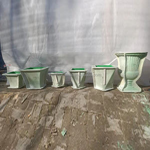 Cemento rettangolare imitata in legno aiuola combinazione vaso per piantare moderna semplice scatola da giardino paesaggistica in calcestruzzo - Product Image 6