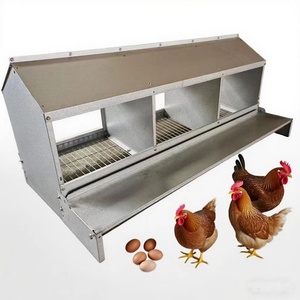 กล่องรังนกไก่แบบม้วนได้สามช่องสำหรับวางไก่โลหะ - Product Image 1