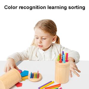 Jouet <span class=keywords><strong>Montessori</strong></span> en bois couleur cognition tri jeu d'association tout-petits apprentissage éducatif préscolaire bâtons de bois colorés trieur - Product Image 3