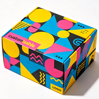 Boîte rigide deux pièces style Memphis ludique avec imprimé géométrique audacieux à blocs de couleur et logo personnalisé en relief – Coffret cadeau pour boutique de mode