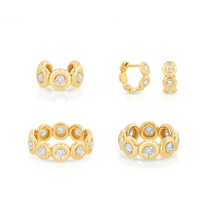 Ensemble de bijoux Gemnel Mini en argent 925, alliance éternelle avec serti de diamants CZ ronds et bombés - Product Image 1