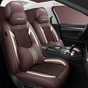 Fundas de Asiento de Coche de Cuero de Seda de Hielo Transpirable de Alta Calidad, Color Marrón, Diseño Elegante, Ajuste Universal, Accesorio Interior para CRV - Product Image 1