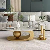 Table basse de salon italienne de luxe avec dessus en marbre Mobilier moderne pour maison Base en acier inoxydable Style panneau métallique