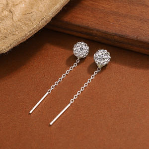 Anneaux pour femmes en argent pur s999, perles rondes complètes, fil d'<span class=keywords><strong>oreille</strong></span>, luxe léger, haut de gamme, simples et originaux, <span class=keywords><strong>piercing</strong></span> court - Product Image 6