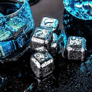 Cubos de hielo de acero inoxidable 304 Juego de sarro congelado de grado alimenticio Cubos de hielo de metal Piedras de whisky de <span class=keywords><strong>vino</strong></span> tinto - Product Image 4