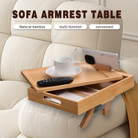 Support de téléphone de table rotatif à 360 ° Offre Spéciale plateau d'accoudoir de canapé en bambou avec rangement conception à clipser réglable pour canapés larges