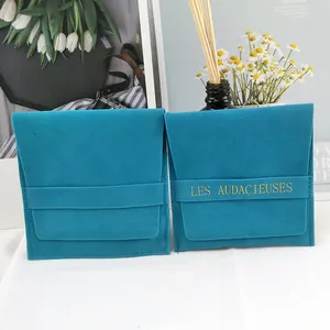 Biểu Tượng Tùy Chỉnh Đồ Trang Sức Da Lộn Túi Phong Bì Vòng Đeo Tay Nhung Đồ Trang Sức Bao Bì Pouch Với Logo