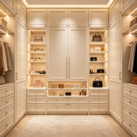 Système de placard intégré moderne et écologique sur mesure avec porte en verre, éclairage LED et grand tiroir de rangement pour la rénovation de la chambre à coucher