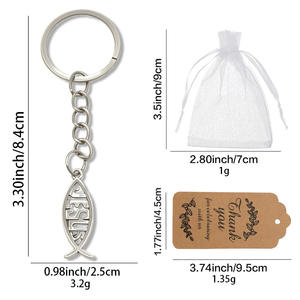 Recuerdos Religiosos <span class=keywords><strong>para</strong></span> <span class=keywords><strong>Bautizo</strong></span> PAFU, Regalos Cristianos, Llaveros con Forma de Pez de Jesús con Bolsa y Etiqueta de Agradecimiento - Product Image 2
