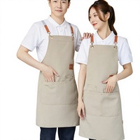 Tablier de cuisine en toile de coton noir avec logo personnalisé imprimé, pour restaurant, barman, chef, barista, cuisinier
