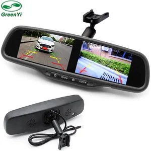 GreenYi 4.3 Inch Dual HD Display Screen Car Rear View Monitor Interior Mirror MonitorためRear View Camera 4 CH Video Input