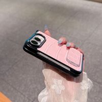 Étui de téléphone portable de luxe antichoc pour iPhone Duo avec fente pour carte et support miroir couleur unie