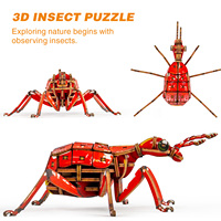 DIY 3D Holz-Giraffen-Trauermotten-Paar-Puzzle Lasergeschnittenes Insektenmodell-Set STEM Biologie-Lernspielzeug für Kinder