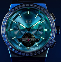 Montres mécaniques lumineuses en acier pour hommes, avec calendrier complet et design similaire au Flywheel, fabriquées en usine pour marque privée