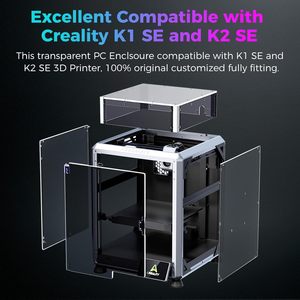 Creality K2 SE K1 SE Enclosure Transparent Dustproof Constant <b>Temperature</b> Noise Reduction Protective <b>Cover</b> for 3D Printer - Product Image 3