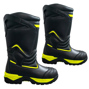 Botas de Bombero de Caña Larga con Suela de Goma Antideslizante, Impermeables, con Puntera Protectora, de Cuero Vacuno Reflectante para Hombre - Product Image 1