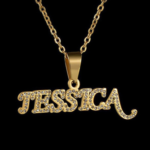 Collar con Colgante Personalizado de Acero Inoxidable con Baño de Oro de 18K, Diseño Moderno con Nombre, Número y Diamantes Microincrustados, Ideal para Fiestas - Product Image 5