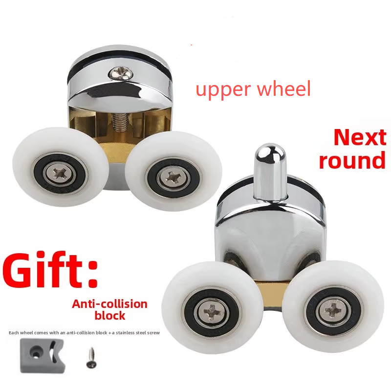 Kit De Galets Pour Porte Coulissante 23 Mm - Roulettes Supérieures Et Inférieures - Acier Inoxydable Blanc - Charge élevée