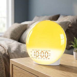 Reloj Despertador Digital Inteligente con WiFi, Diseño de Dibujos Animados en Vidrio, Simulación de Amanecer, Luz para Despertar, para Dormitorio Infantil o Sala de Estar - Product Image 3