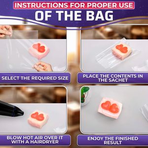 <b>Heat</b> Shrink <b>Wrap</b> Bags 3.9x5.9 In 120Pcs 7.6x9.6 In 50Pcs 9.6x11.6 In 30Pcs Clear PVC For Gift Packaging With Hair Dryer - Product Image 5