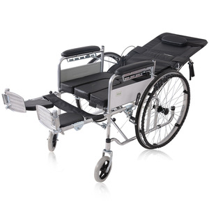 Lechi Fully Reclining Folding Wheelchair With Toilet Seat High <b>Backrest</b> For Elderly And Disabled - Product Image 3