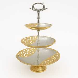 Three <b>Tier</b> Brass <b>Cake</b> Stand Decorative Dessert Serving Rack Wedding Party Baking Display Holder - Product Image 1