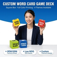 Juego de Cartas Educativas, Caja Cuadrada a Todo Color, Tarjetas de Memoria, Preguntas y Respuestas, Vocabulario, Debate, Fiesta, Educación, 4 Temas Disponibles